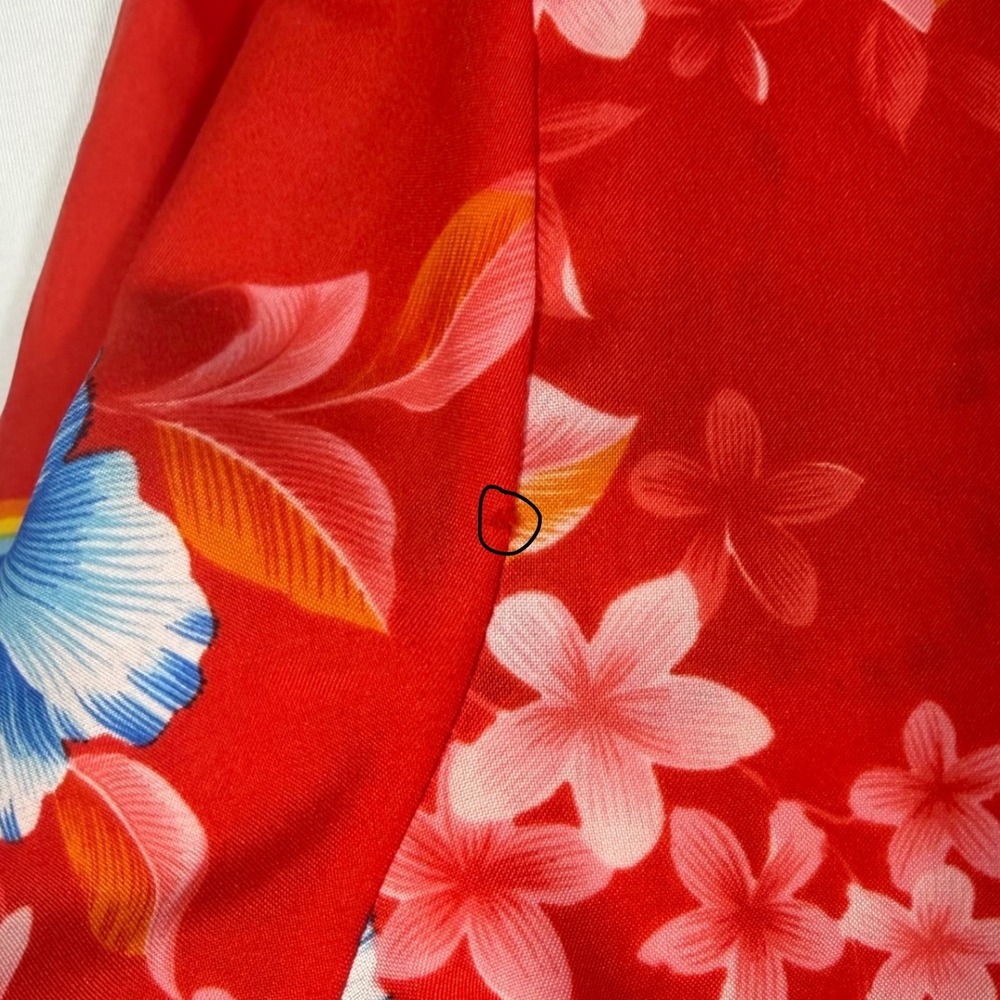 Vtg 70s Hawaiian Button Up Shirt XL/XXL Red Rainbow Hibiscus Aloha Made‎ Hawaii - Picture 8 of 8